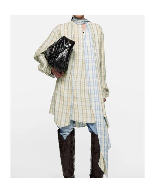 Acne White Check Tunic Dress