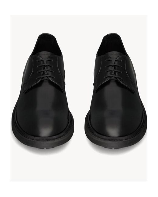 Saint Laurent Black Antoine Round Toe Lace-Up Shoes for men
