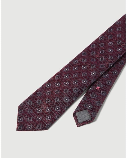 Brunello Cucinelli Purple Silk Tie With Geometric Pattern for men