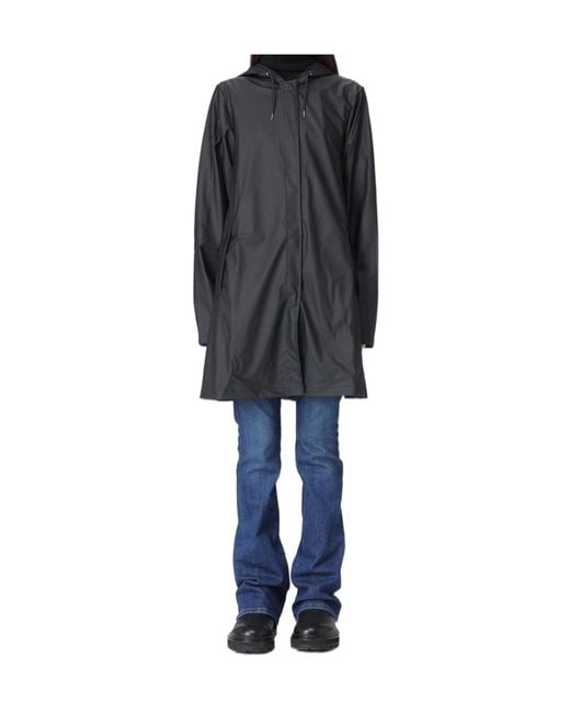 Rains Blue A-Line W Press-Stud Raincoat