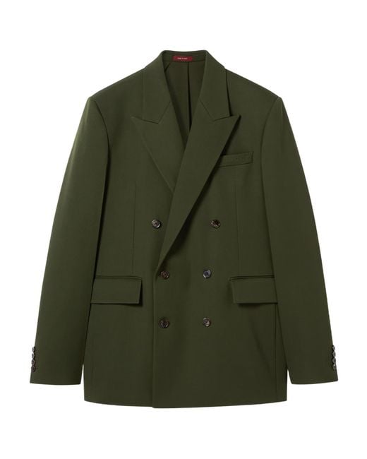 Gucci Green Double-Breasted Light Wool Gabardine Jacket for men