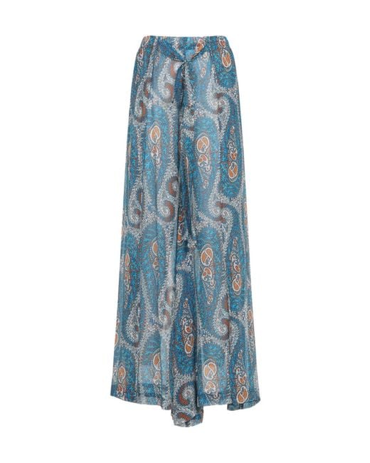 Etro Blue Paisley Tie Trousers