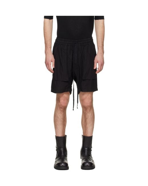 Thom Krom Black Drawstring Multiple-Pocket Shorts for men