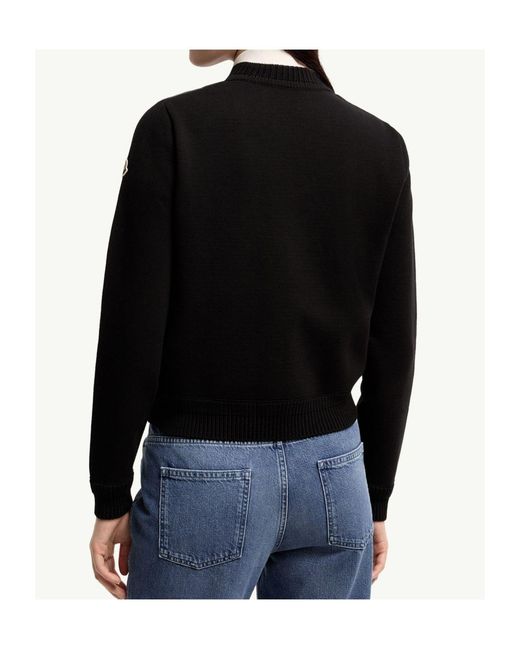 Moncler Black Logo Patch Zip-Up Quilted Cardigan
