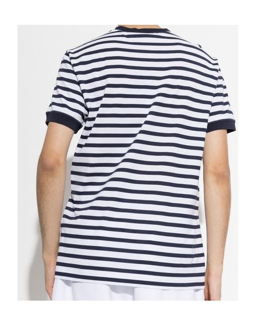Dolce & Gabbana Blue Serafino Striped Cotton T-Shirt for men