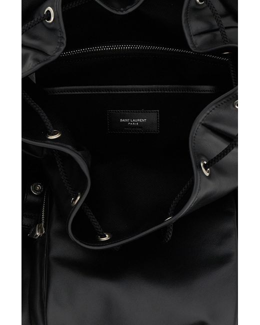 Saint Laurent Black Logo Printed Buckle Fastening Backpack for men