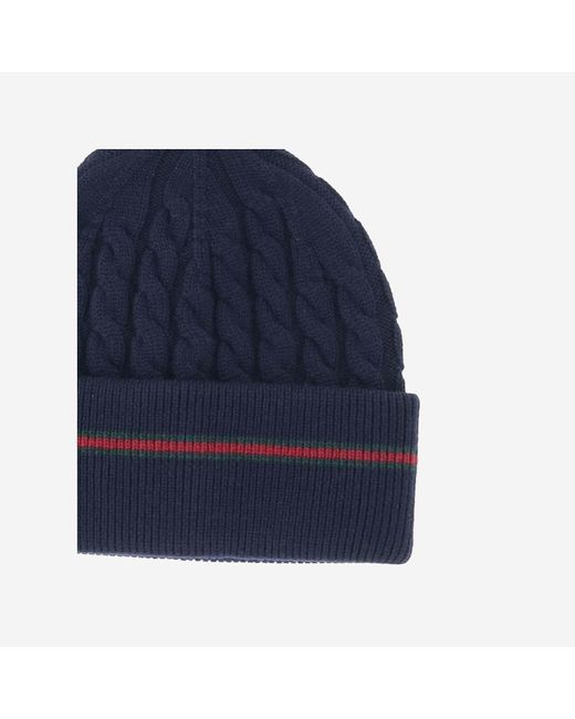 Gucci Blue Children's Wool Hat With Web
