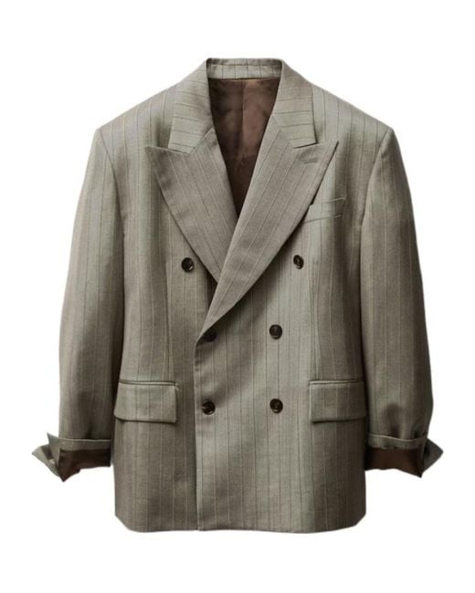Versace Green Pinstripe Boxy Blazer for men