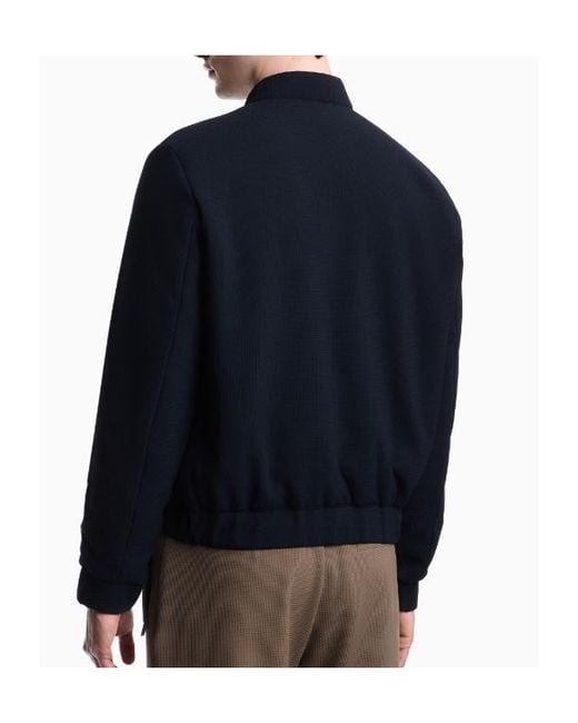 Emporio Armani Blue Textured Zip Knitted Jacket for men