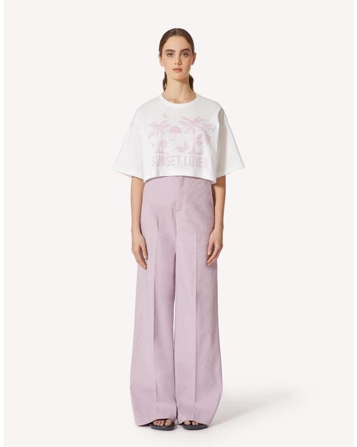 RED Valentino Pink Wide-Legged Casual Pants