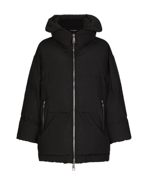 Dolce & Gabbana Black Oversized Zip-Up Puffer Jacket