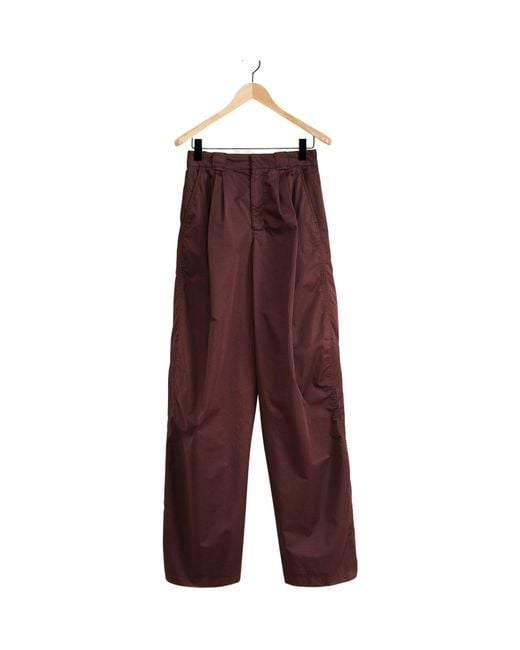 Lemaire Red Mid-Rise Pleated Wide Leg Pants