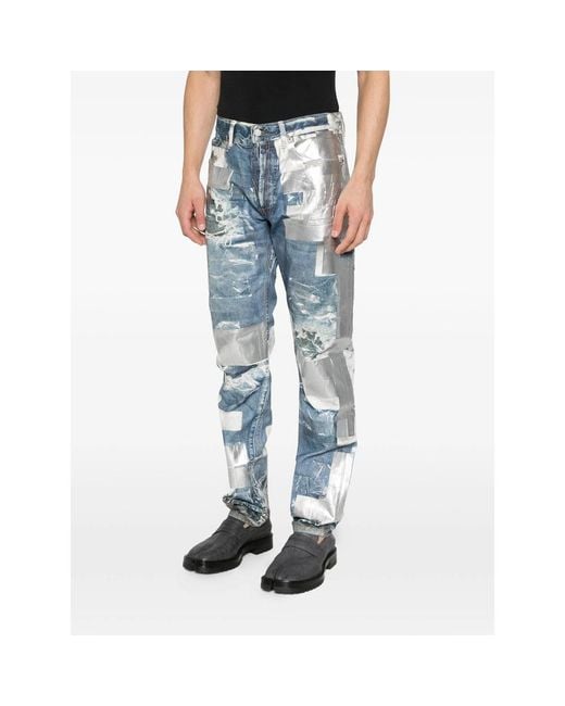 Acne Blue Multi-Pocket Casual Pants for men