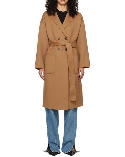 Anine Bing Brown Dylan Belted Double-Breasted Coat