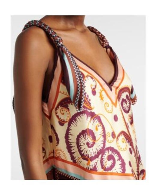 ALÉMAIS Brown Wilson Asymmetric Silk Twill Midi Dress