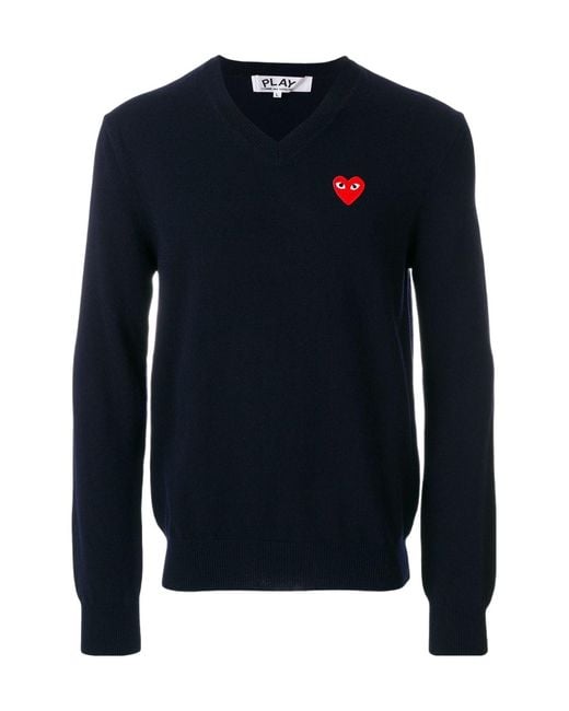 COMME DES GARÇONS PLAY Black Sewn V-Neck Pullover for men