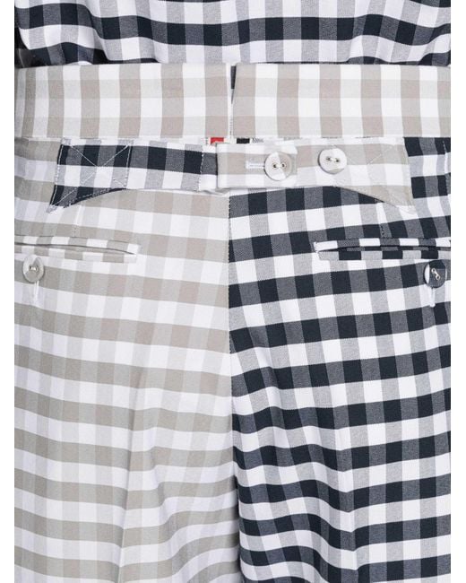Thom Browne Blue Gingham Check Tailored Shorts for men