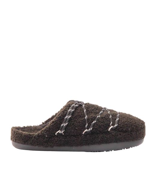 Moon Boot Brown Teddy Lace-Up Slippers for men