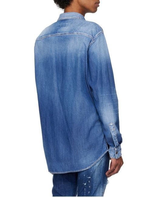 DSquared² Blue Relax Dan Worker Pocket Shirt for men