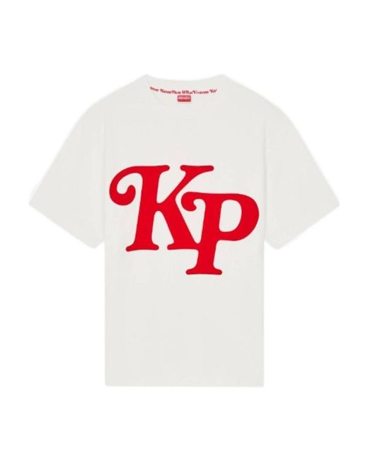 KENZO White Logo Printed Crewneck T-Shirt for men