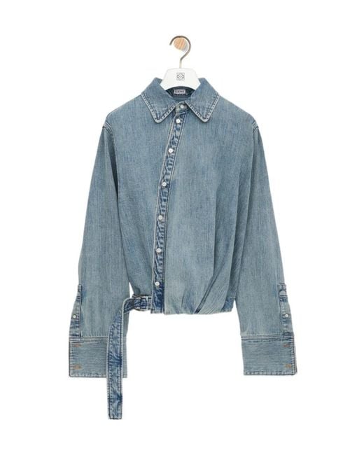 Loewe Blue Draped Denim Shirt