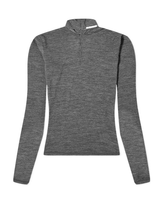 Jil Sander Gray Roll-Neck Knitted Top