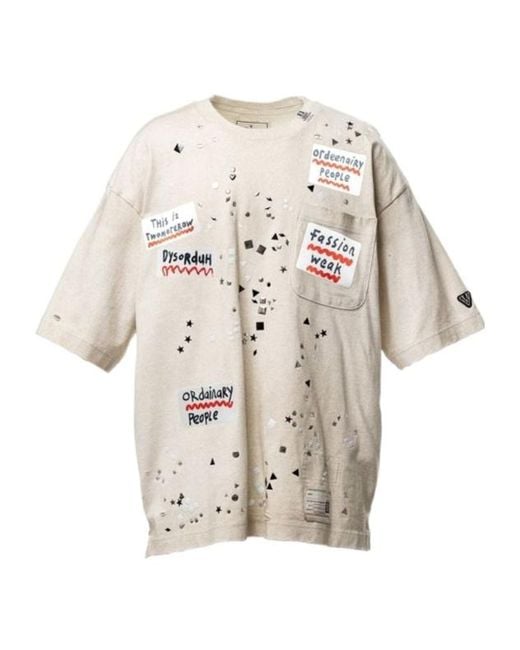 Maison Mihara Yasuhiro White Embellished Sticker T-Shirt for men
