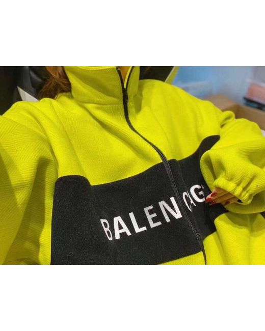 Balenciaga Yellow Logo Zipper Casual Jacket