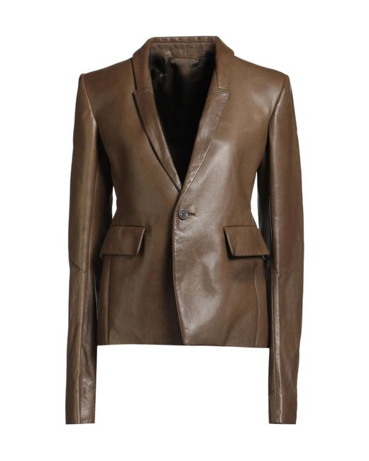 Rick Owens Brown Single-Breasted Blazer