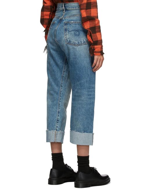 R13 Blue Crossover Cropped Jeans