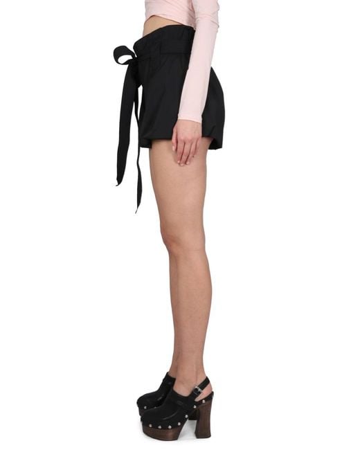 Philosophy Di Lorenzo Serafini Black Mid-Rise Belted Mini Shorts