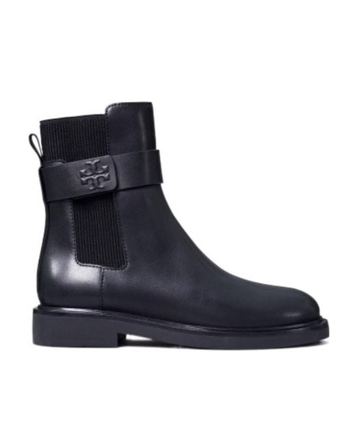 Tory Burch Blue Double T Chelsea Boots