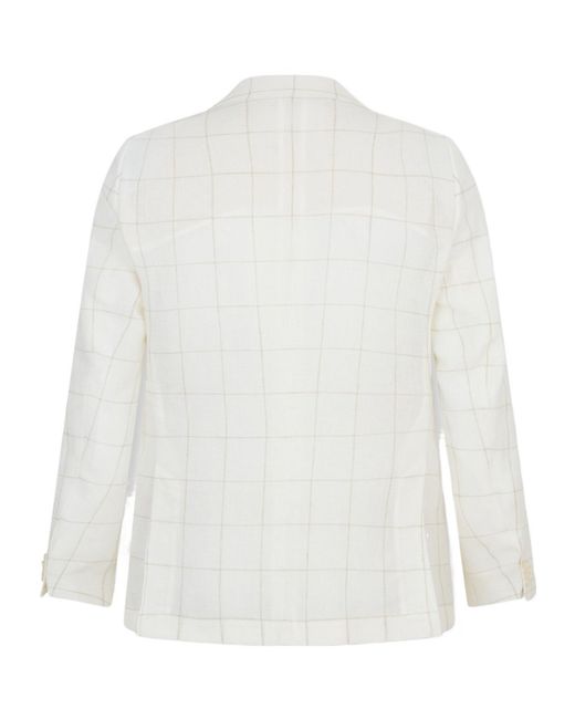 Boss White Check Single-Breasted Blazer for men