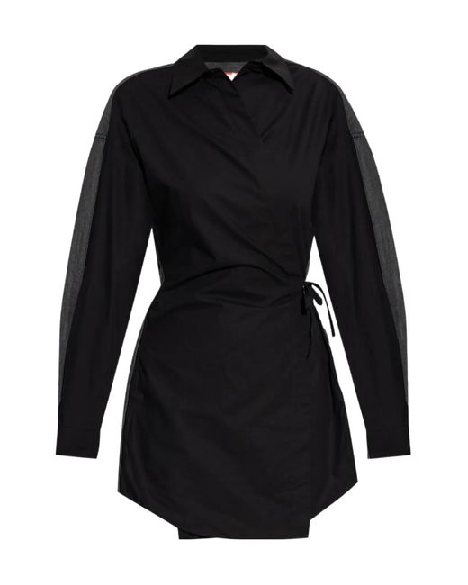 DIESEL Black D-Elphi-Den Wrap Shirt Dress