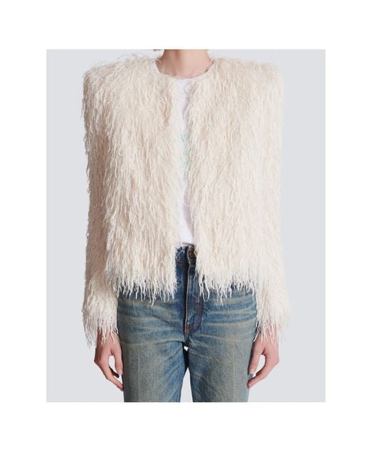 Balmain White Fringed Jacket
