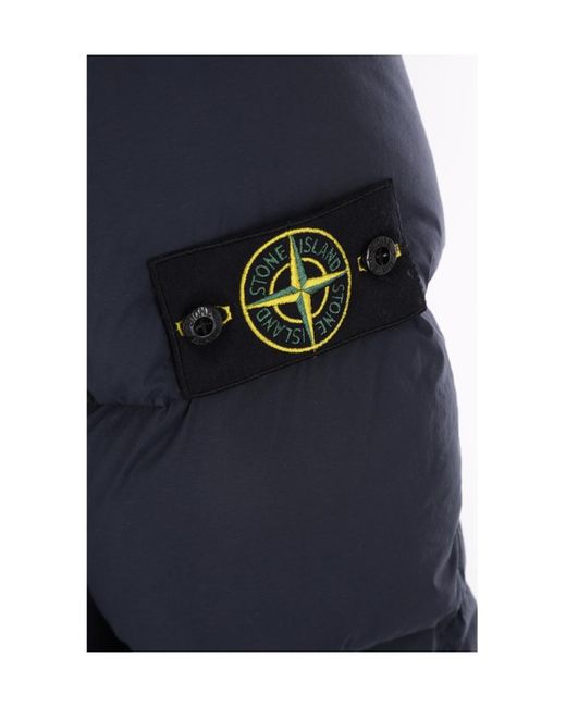 Stone Island Blue Compass-Patch Padded Down Jacket for men