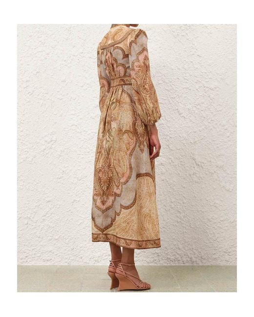 Zimmermann Natural Wanderlust Linen Midi Dress