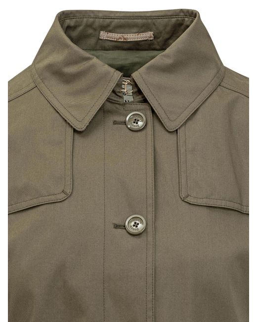 Herno Green Long Sleeved Buttoned Trench Coat