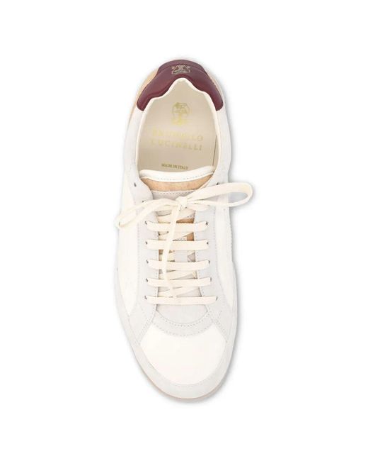 Brunello Cucinelli White Round-Toe Low-Top Sneakers for men
