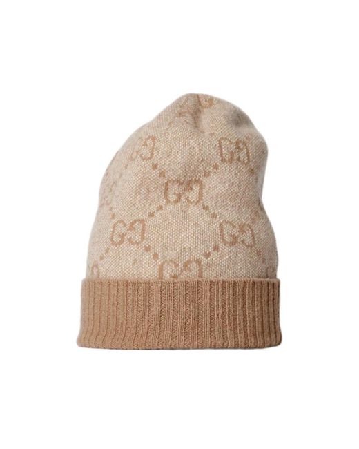 Gucci Natural Logo Intarsia Knit Beanie