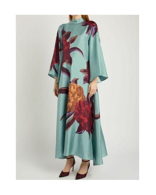 LaDoubleJ White Magnifico Floral-Print Silk Maxi Dress