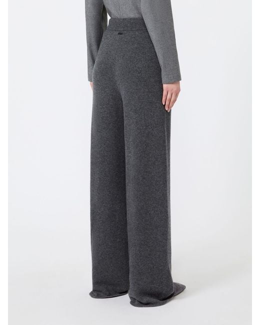 Max Mara Gray Wide Cashmere Yarn Trousers