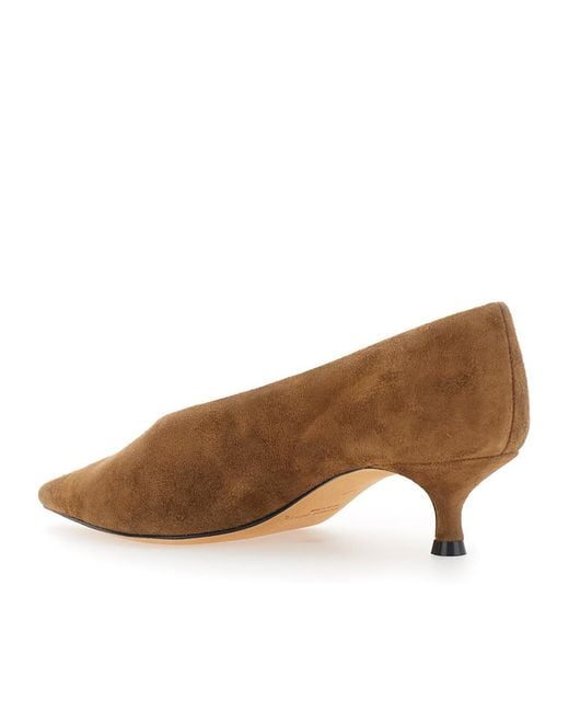 Le Monde Beryl Brown Pointed-Toe Kitten Heel Pumps