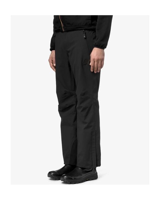 K-Way Black Logo Detailed Straight-Leg Trousers for men