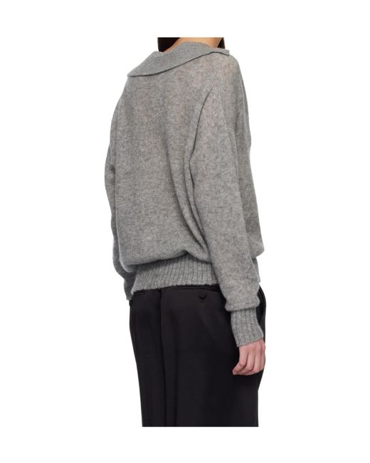 Tom Ford Gray Cashmere Blend Long-Sleeved Polo Shirt