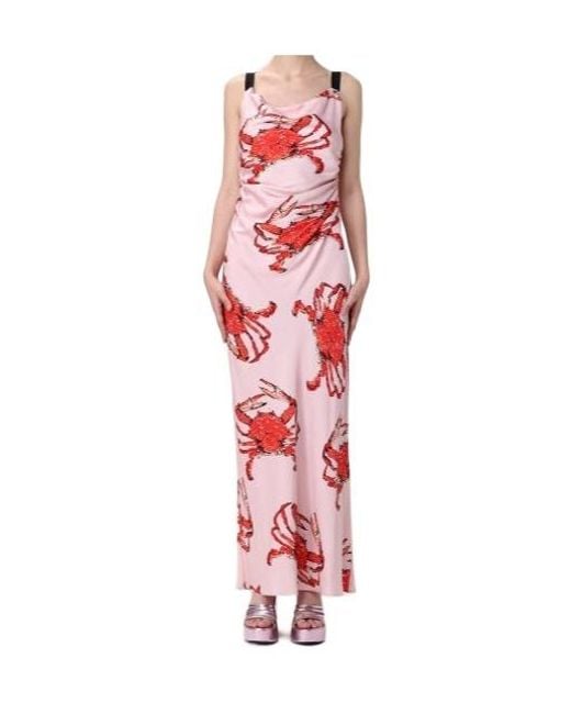 MSGM Red Printed Maxi Dress