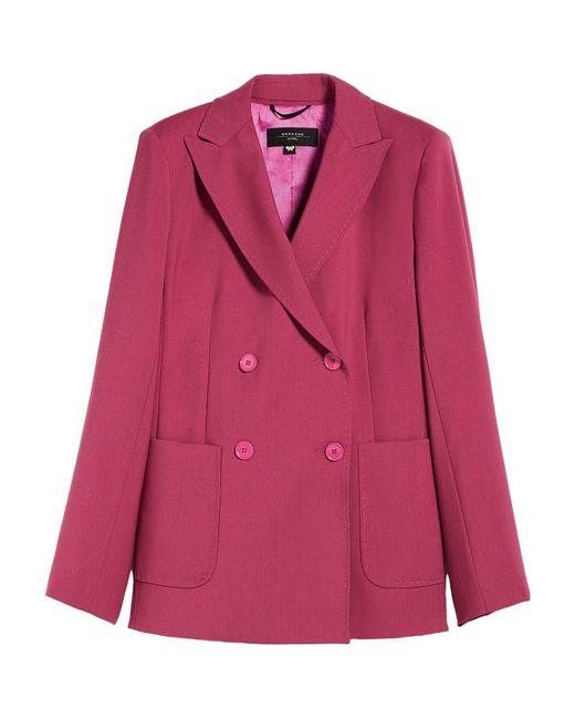 Weekend by Maxmara Pink Double-Breasted Long-Sleeved Blazer
