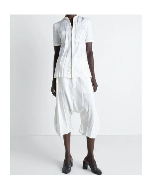 Lemaire White Pleated Short-Sleeve Top