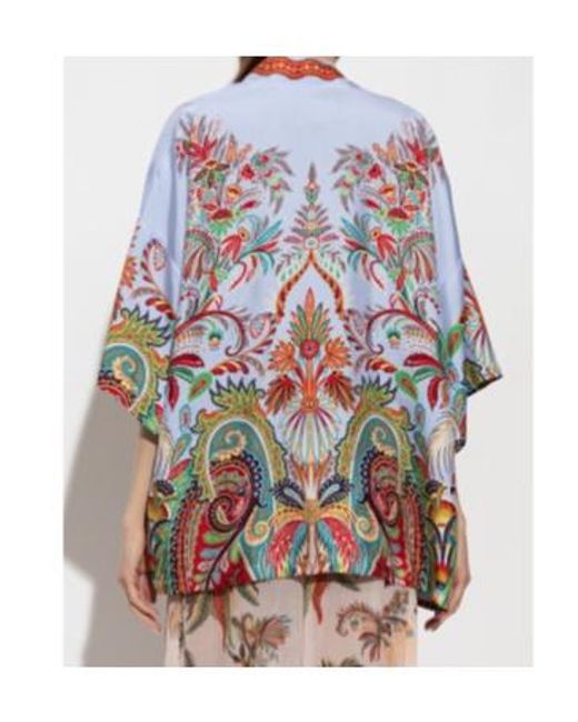 Etro Blue Pattern-Printed Short-Sleeved Shirt
