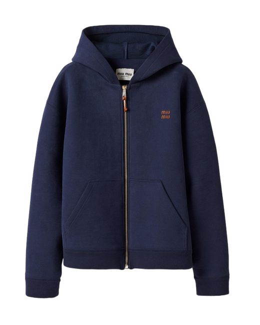 Miu Miu Blue Zip-Up Hooded Jacket